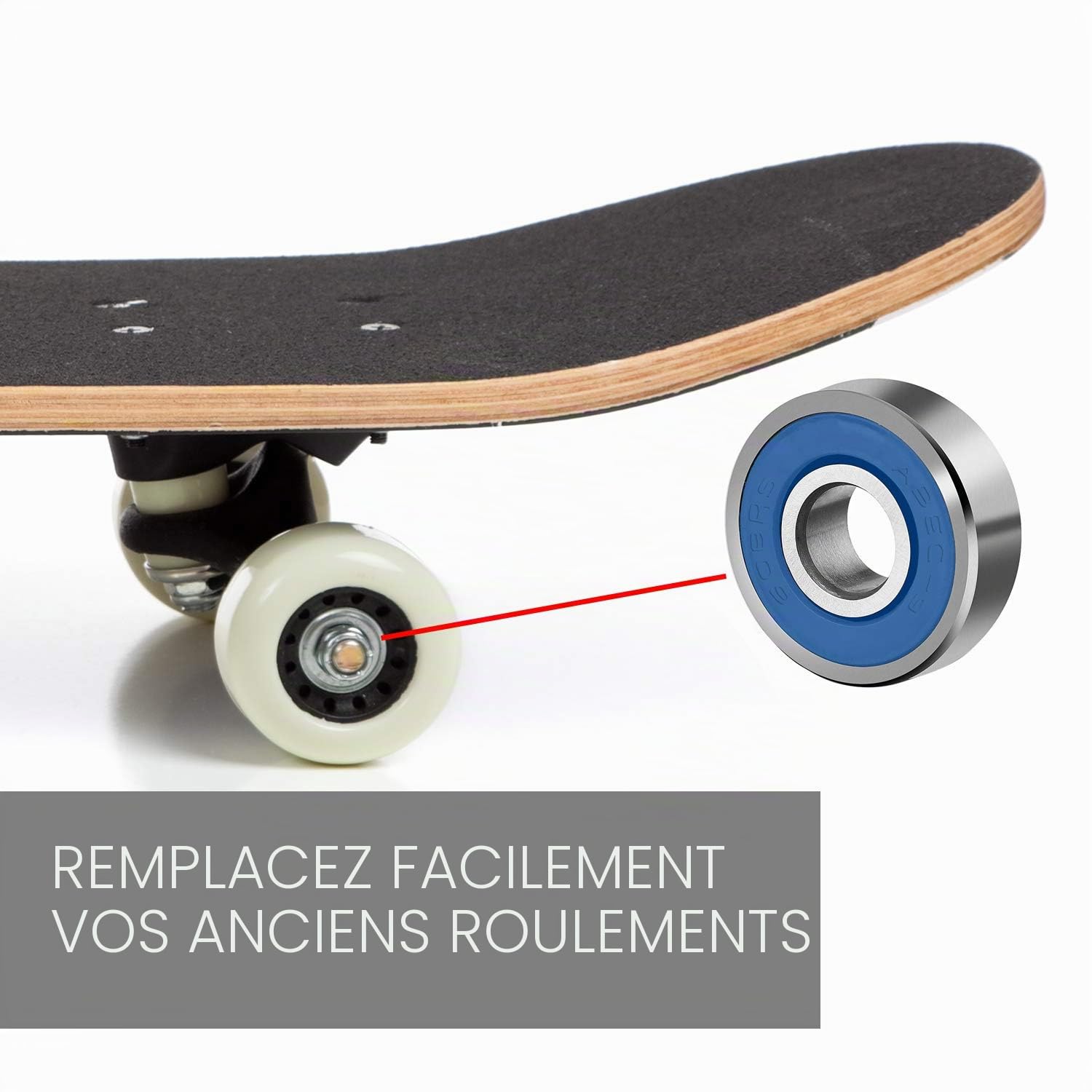 TRIXES Roulements 608rs Haute qualité sans frottement ABEC 9 Skateboard Roulement à Rouleaux pour Planches de Skate