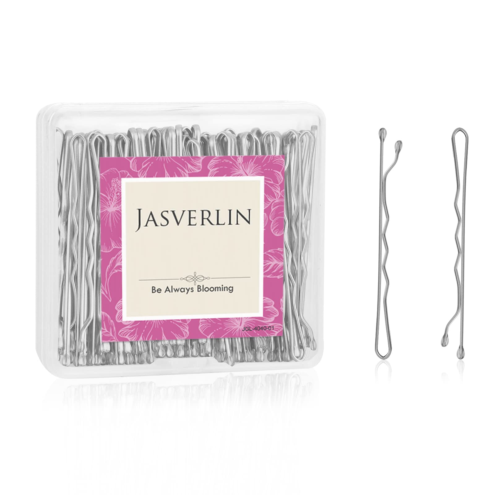 JASVERLIN Silver Bobby Pins, Premium Firm Hold Hair Pin Clips Accessories Small Hairpin Decorative Bulk 2 Inch 100 pcs