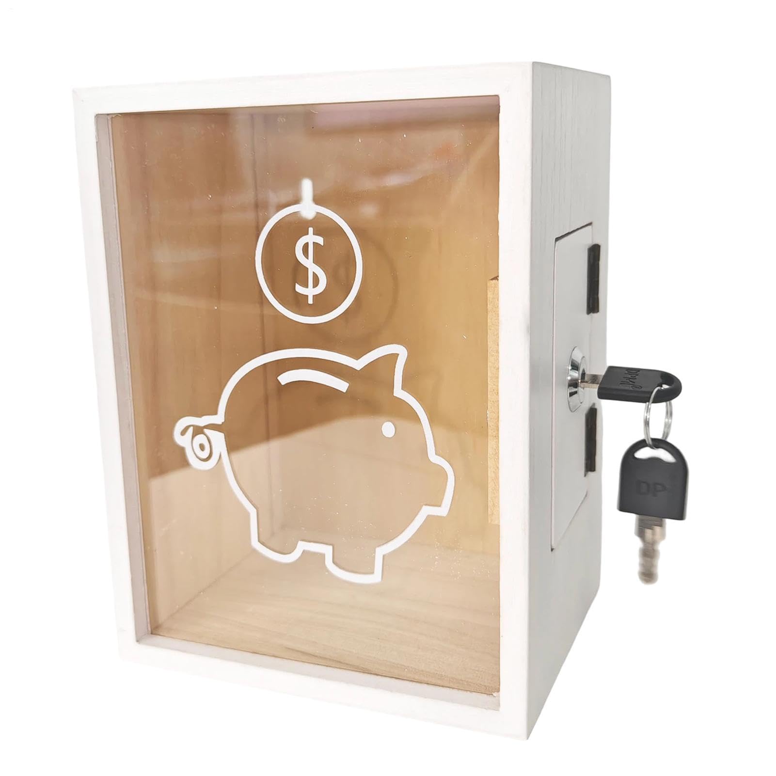 Hucha infantil para niños en el dormitorio con estante decorativo y cerradura