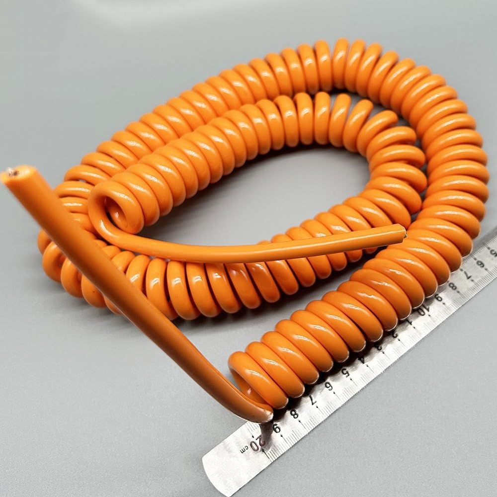 Przewód elektryczny, 3-żyłowy 1mm2 spiralny kabel ładujący sprężynowy pomarańczowy miedziany przewód rozszerzający rozciągliwy od 1 metra do 20 metrów zwijana cewka(Stretch 20 Meters)