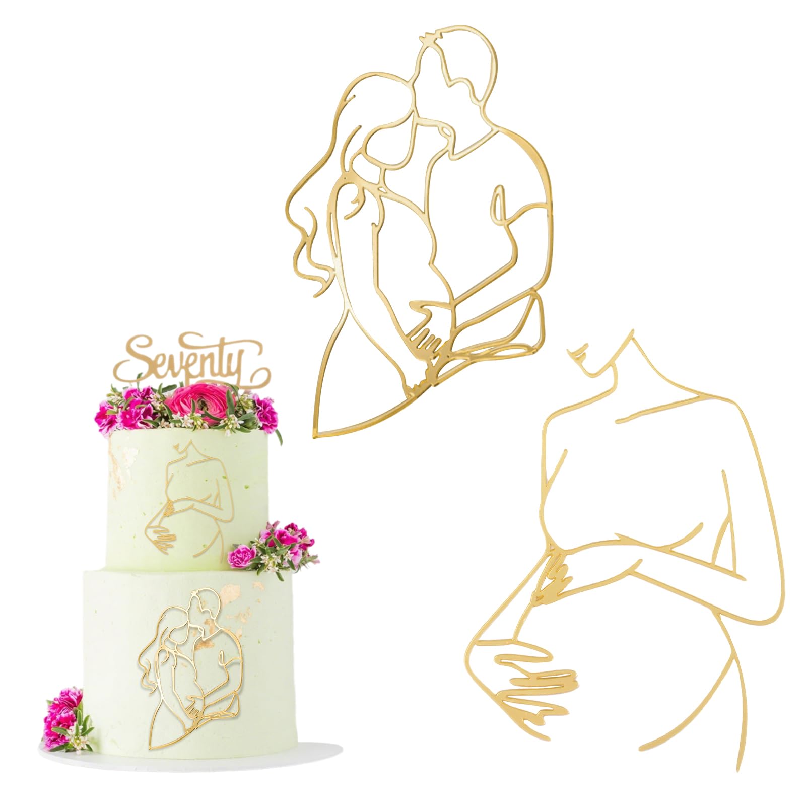 URROMA Gold Baby Shower Cupcake Toppers