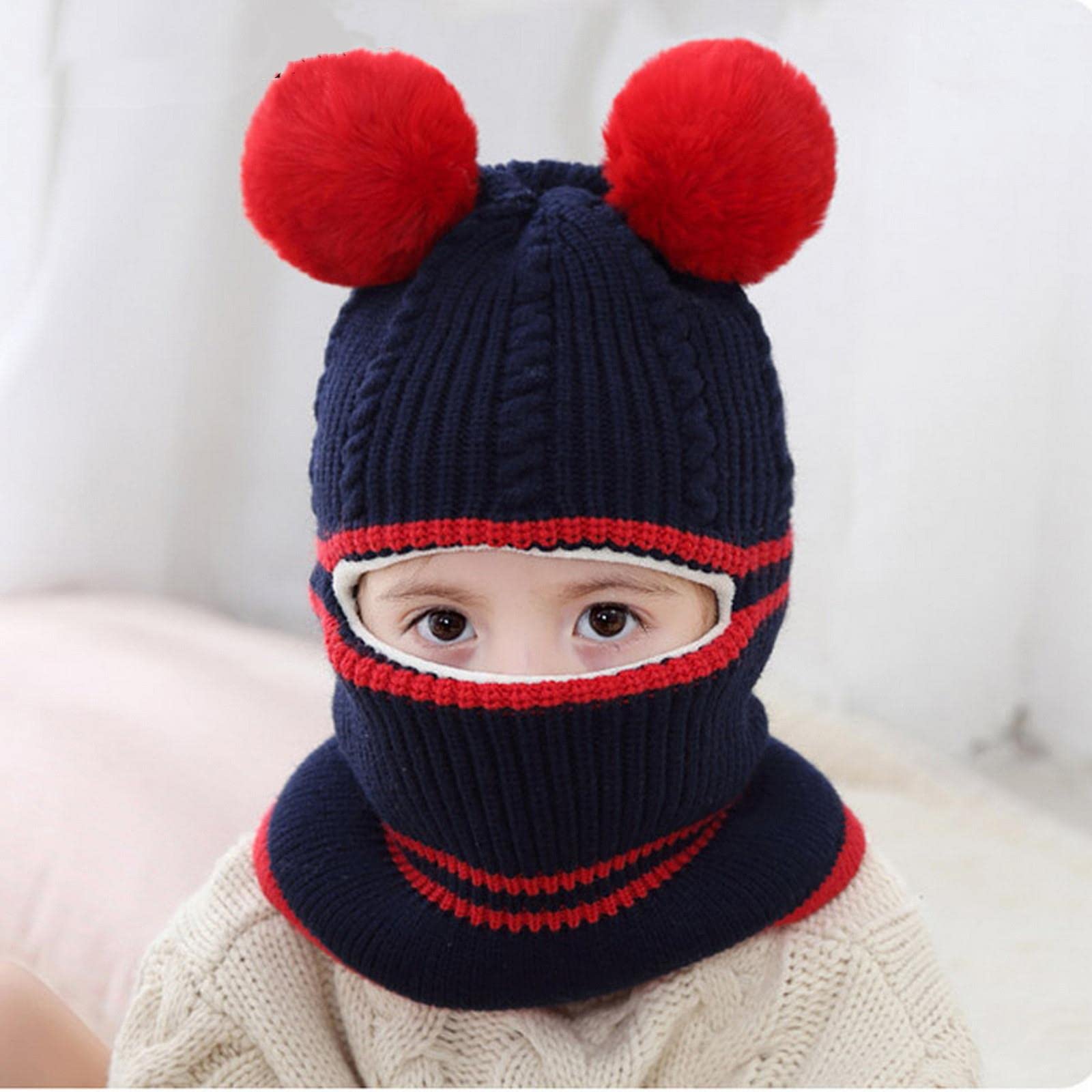 Invierno Niño Gorra Niña Sombreros De Invierno Sombreros De Punto De Punto Y Un Sombrero para Niños con Folleto De Vellón De Imitación Cálida.-Pink Cat B