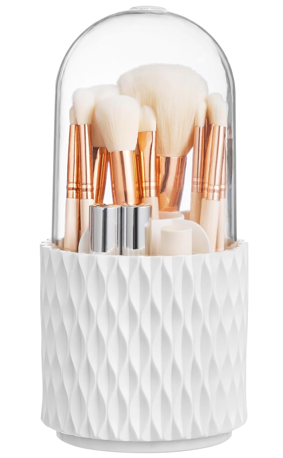 HBlife Makeup Brush Holder with Lid 360 Rotating Makeup