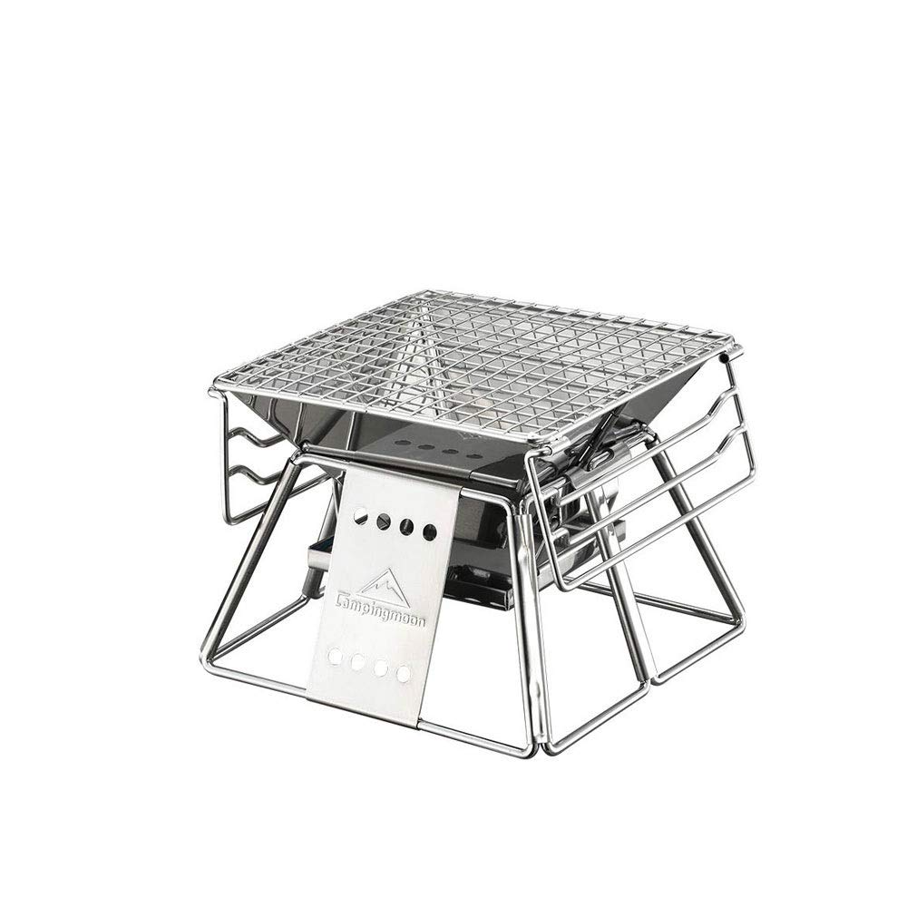 Parrilla de Barbacoa portátil de Acero Inoxidable, Superficie Antiadherente, Parrilla de Barbacoa Plegable, Herramienta de Picnic para Acampar al Aire Libre