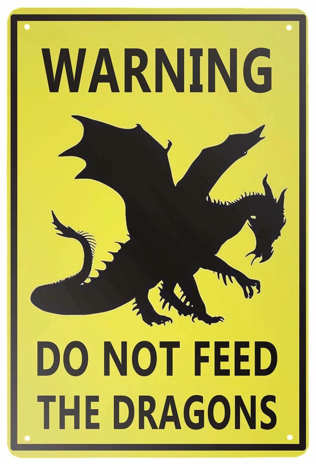 AAROENLYS Retro Tin Sign Warning Do Not Feed The Dragons Metal Sign Wall Art Plaque Poster for Home Bar Pub 8 X12IN