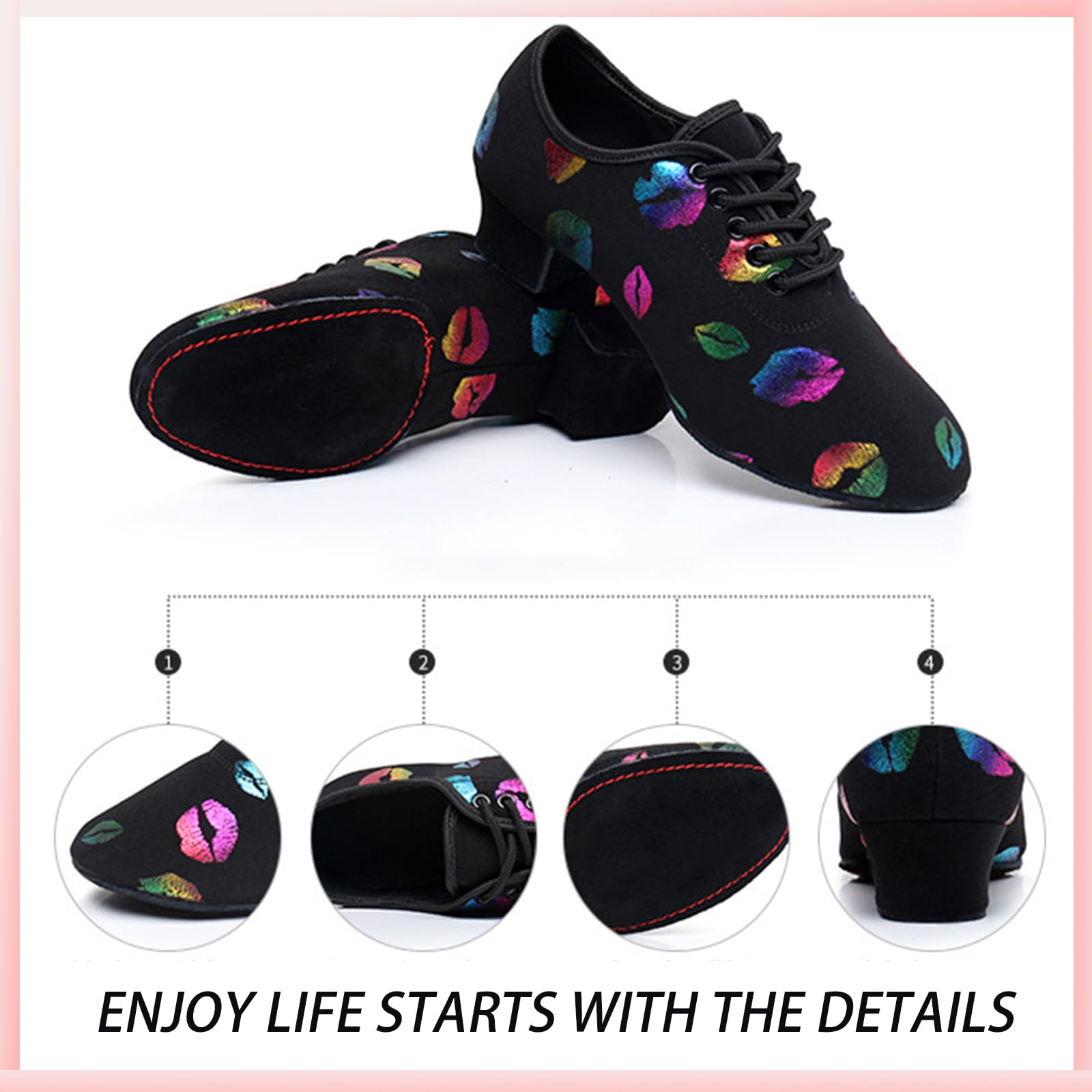 Inlefen Damskie buty do tańca latynoamerykańskiego dziewczyny Tango Sasha Jazz Taniec nowoczesne buty do tańca damskie buty do tańca 5 cm Oxford Cloth profesjonalne buty do tańca