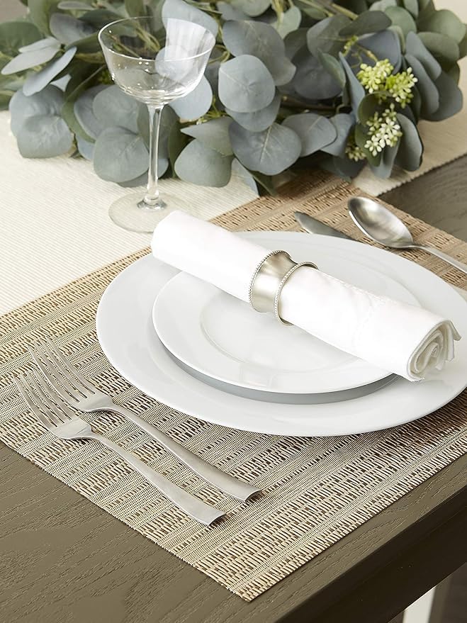 Image of YELONA Placemats for Dining Table - Heat Resistant, Non-Slip & Washable PVC Vinyl Table Mats - Set of 8, 45 x 30 cm (Wheat Brown)