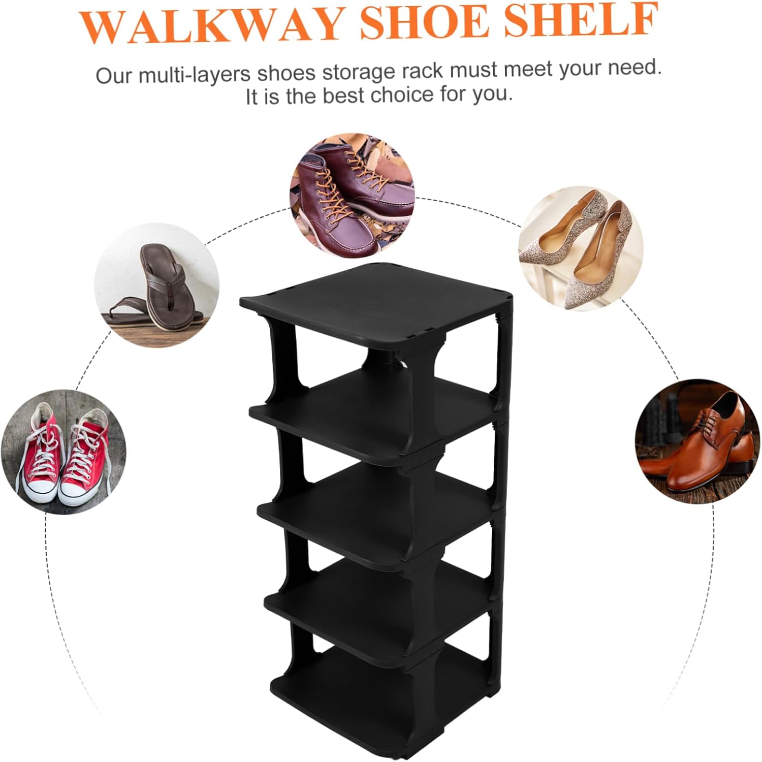 VOSAREA Multi Layer Stackable Plastic Shoe Slots Organizer for Entryway Single Shoe Holder with Smooth Surface Easy to Clean for Closet Storage and Space Saving