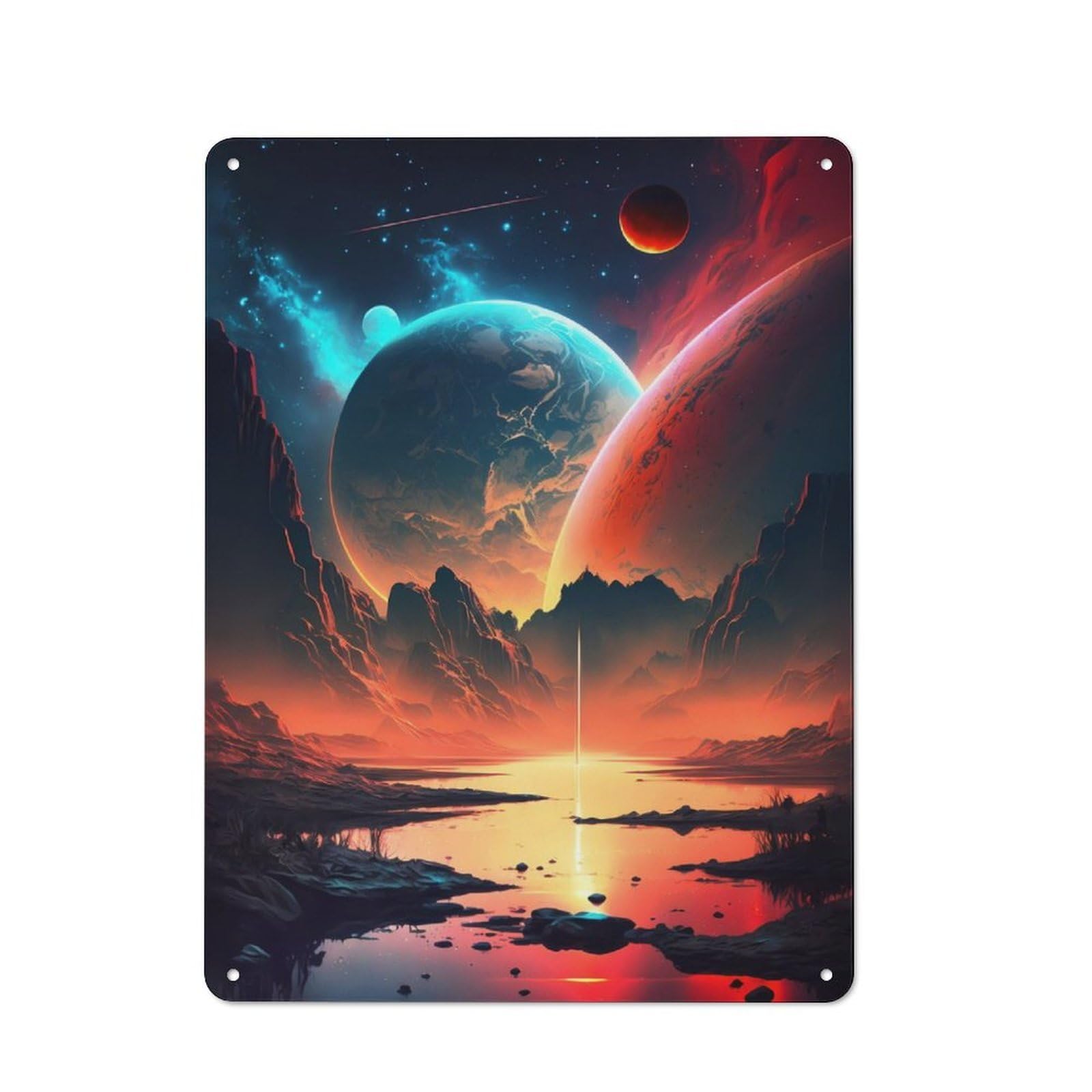 Retro Stellar Shores Fantasy Metal Sign 40x30cm, Home Bar Decor for Pub, Home Bar, Shed Or Man Cave, for Relaxed Wall Styling