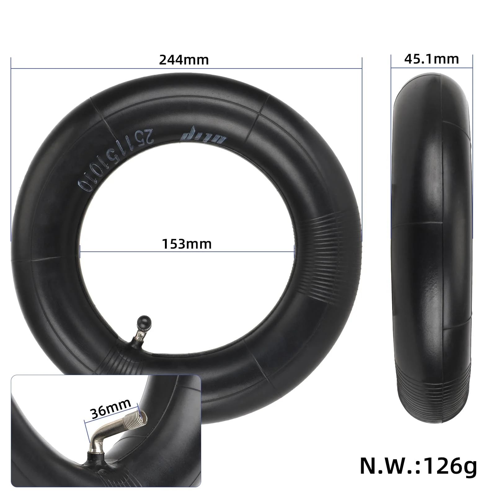 10 x 2,75-6,5 Pneu Tubeless avec Chambre à Air pour Kukirin G2 Master / G3 | Trottinettes Electriques 10 Pouces Pneu de Remplacement (Tubeless + Chambre à air)