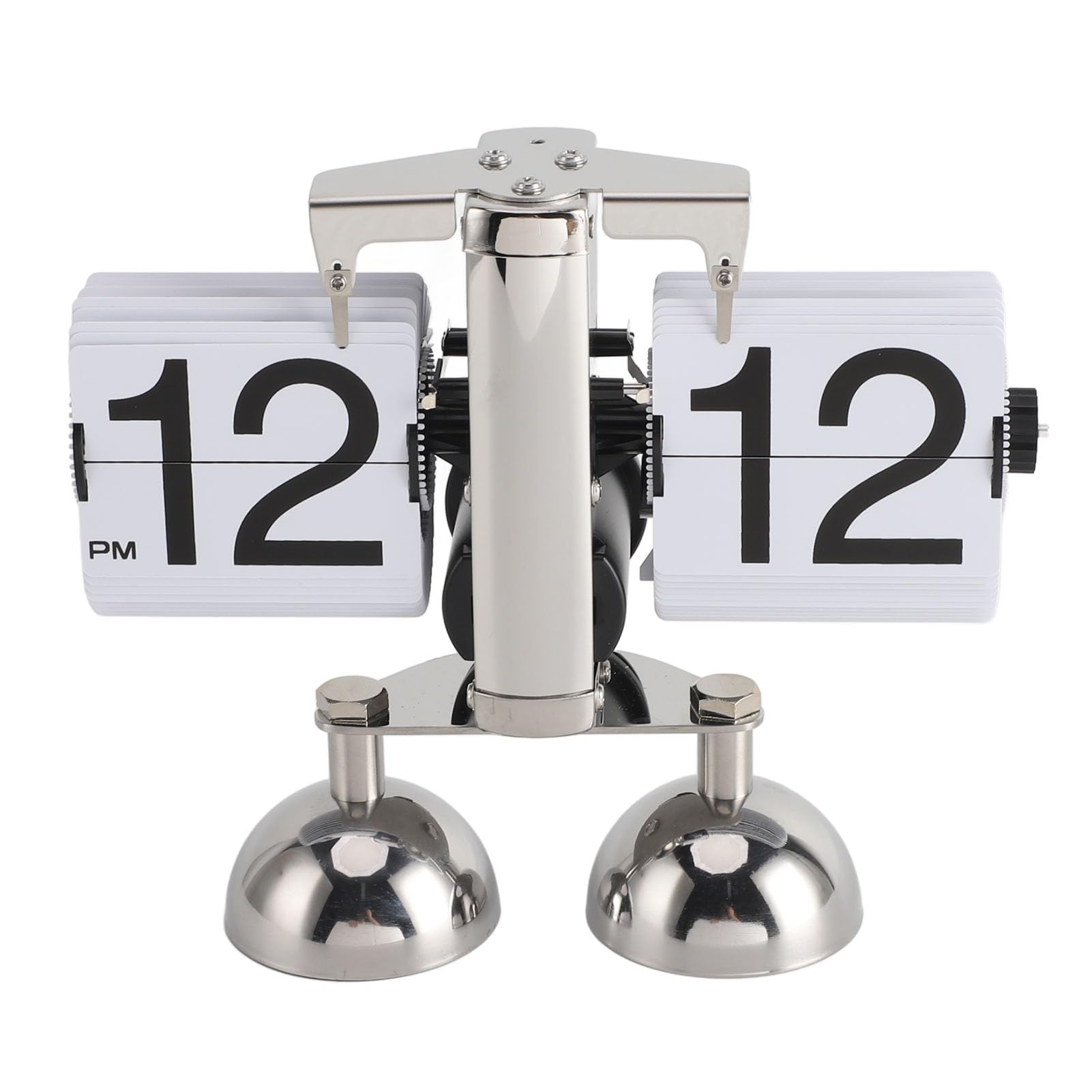 Greensen Flip Clock Retro Minimalist Folding Clock with Secure Base Creative Flip Clock Stainless Steel Frame Table Clock 24H Small Desk Clock for