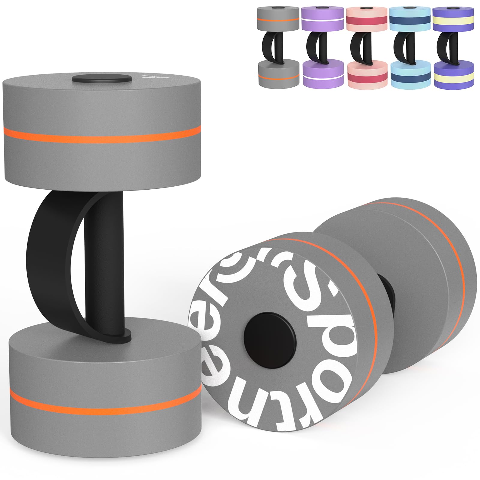 Sportneer Juego de 2 mancuernas acuáticas para ejercicios acuáticos, ejercicios aeróbicos, juego de 2 mancuernas de espuma EVA para piscina, equipo de pesas para aeróbicos acuáticos, pérdida de peso