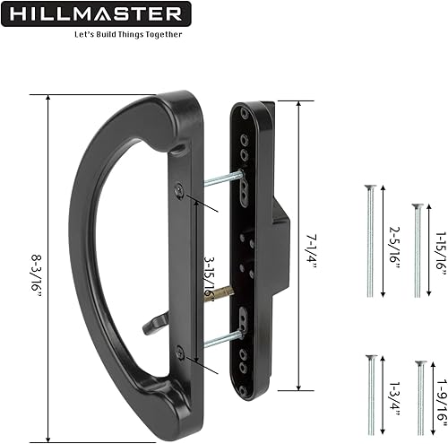 Miniatura 3 de Juego de manijas de puerta de patio HILLMASTER con cerradura de mortaja 45° para reemplazo, diseño reversible de estilo de muesca, sin llave