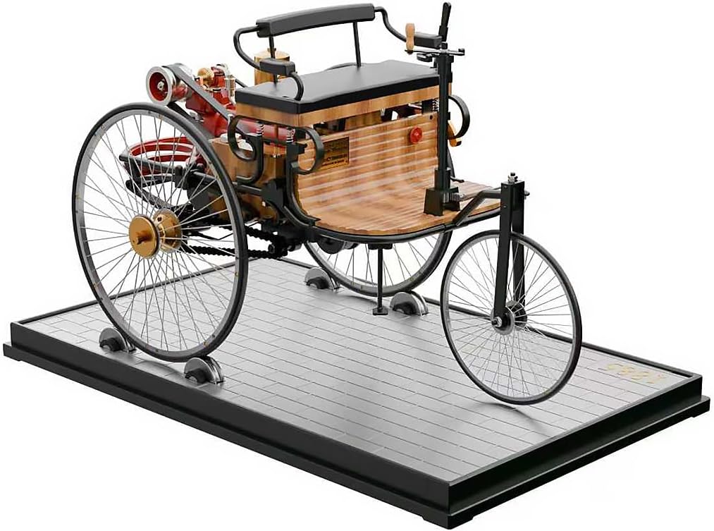 1886 Vintage Three-Wheel Automobile Model Kit, 430Pcs Metal Mechanical Car Engine Building Set, DIY 3D Assembly Architecture Display Gift for Adults