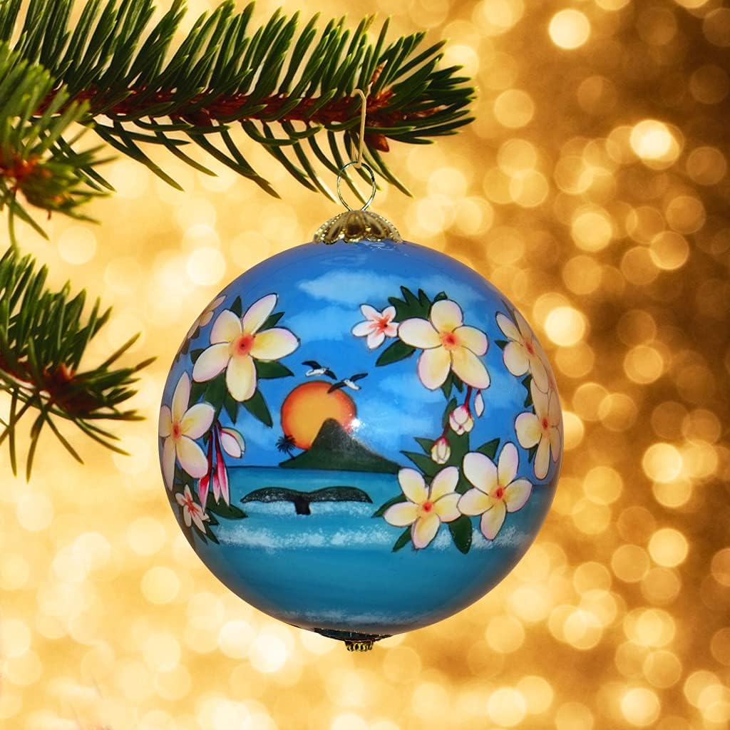 Collectible Hawaiian Christmas Ornament - Morning Glory White Plumeria MP/H - Image 9