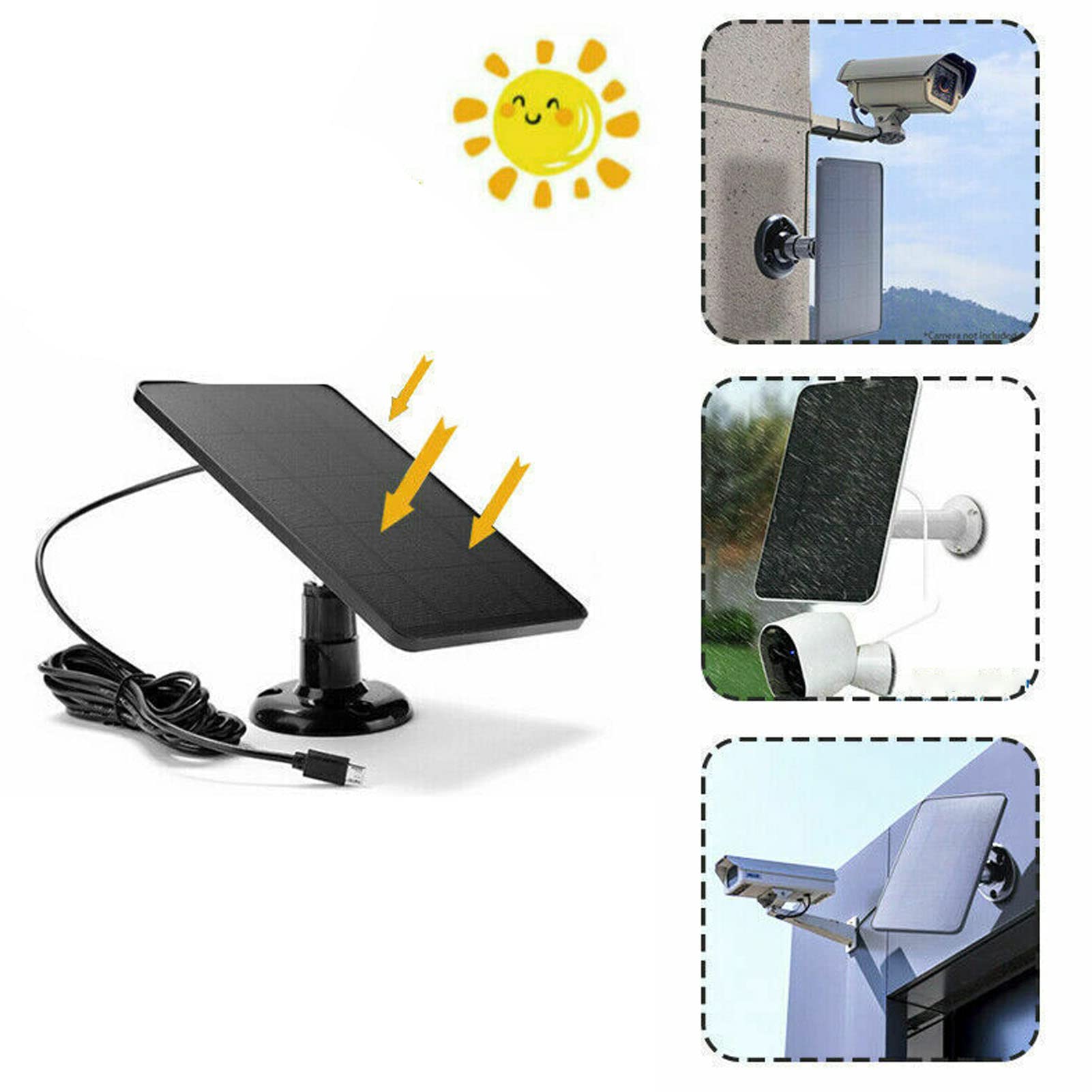 Panneau Solaire pour Caméra de sécurité, Panneau Solaire 10 W, Module Monocristallin étanche pour la Surveillance de la Caméra D'éclairage Domestique