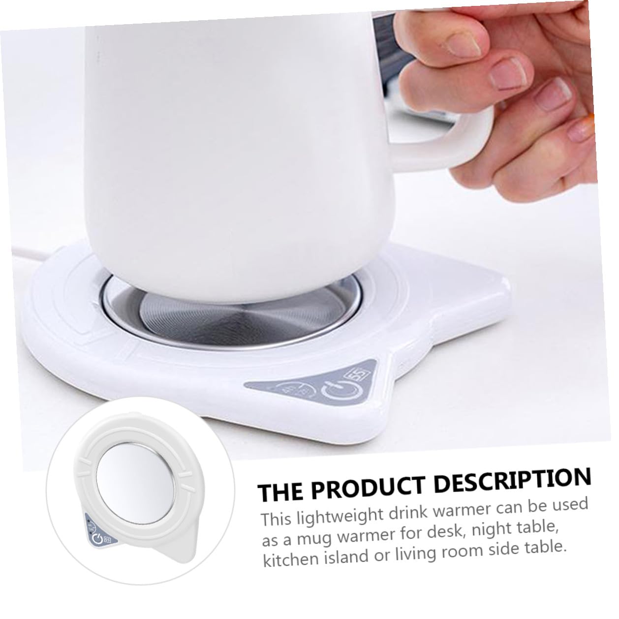 Chauffe-Tasse USB Forme de Chat Plaque Chauffante Électrique Maintien de Température Constant pour Boissons Chaudes Adapté Bureau et Maison Blanc