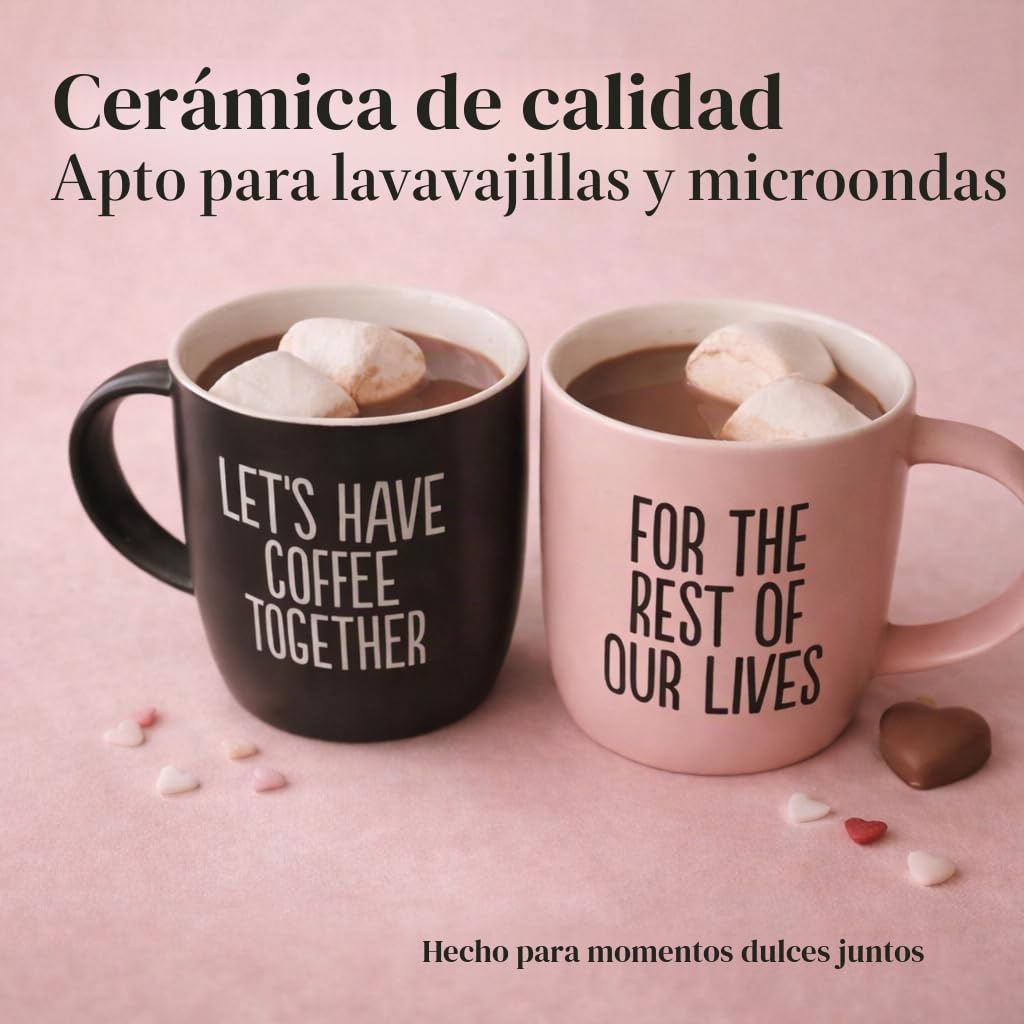 Triple Gifffted Let's Have Coffee Together - Juego de tazas de café, regalos de boda de compromiso para pareja, novia y novio, despedida de soltera, él y ella, Mr and Mrs, Navidad, San Valentín,