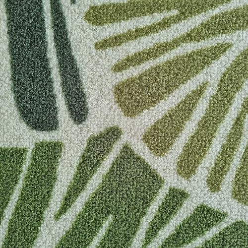 Image of Matz&More Floral Lotus Leaf Floor Mat | 40x60 CM | Green | Nylon Tufted Gel Baking Anti-Slip | Doormat for Home Entrance, Kitchen & Bedroom