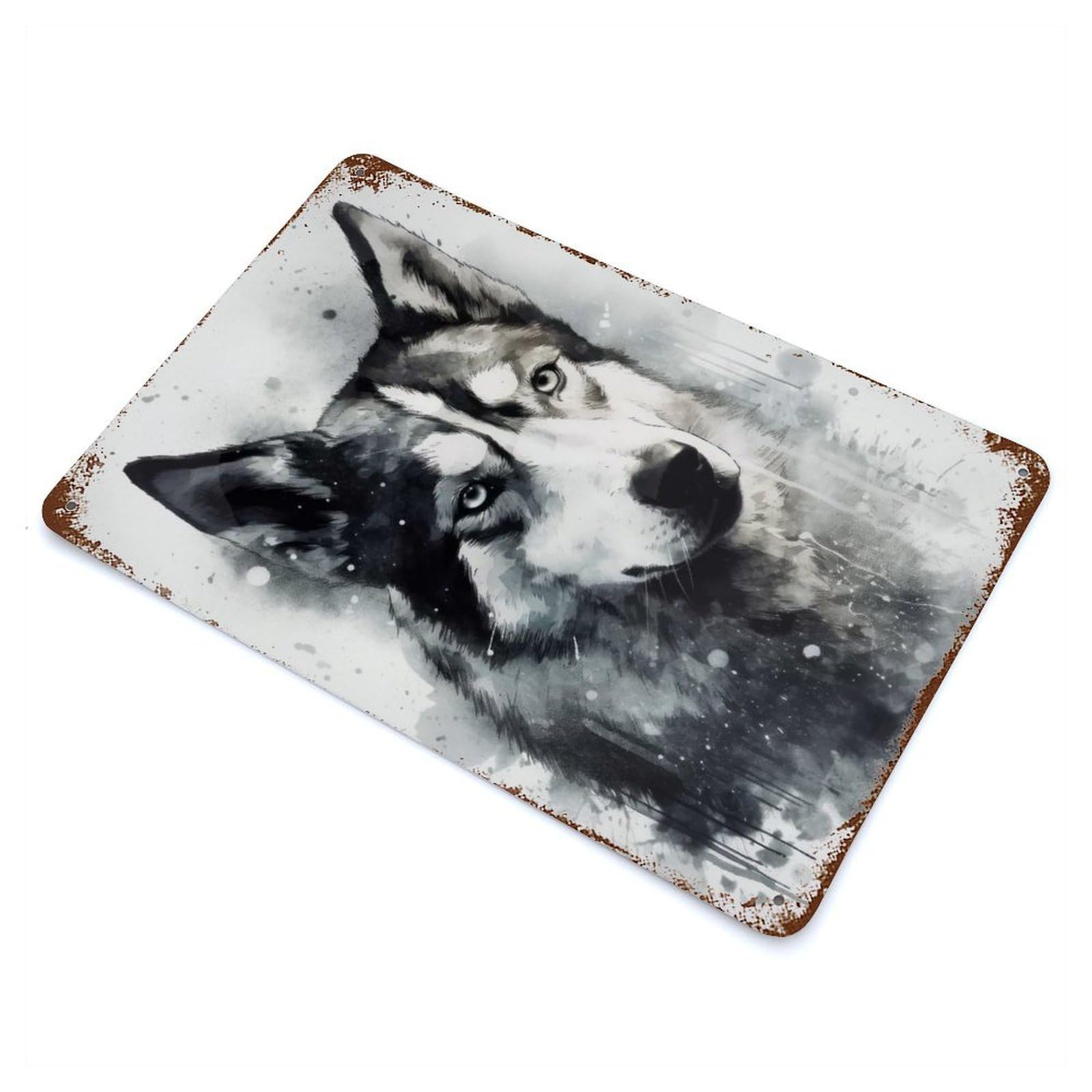 Siberian Husky Dog Charm Rust Effect Tin Sign 11.8"x7.9", Ideal for Garage, Bar And Workshop Decor