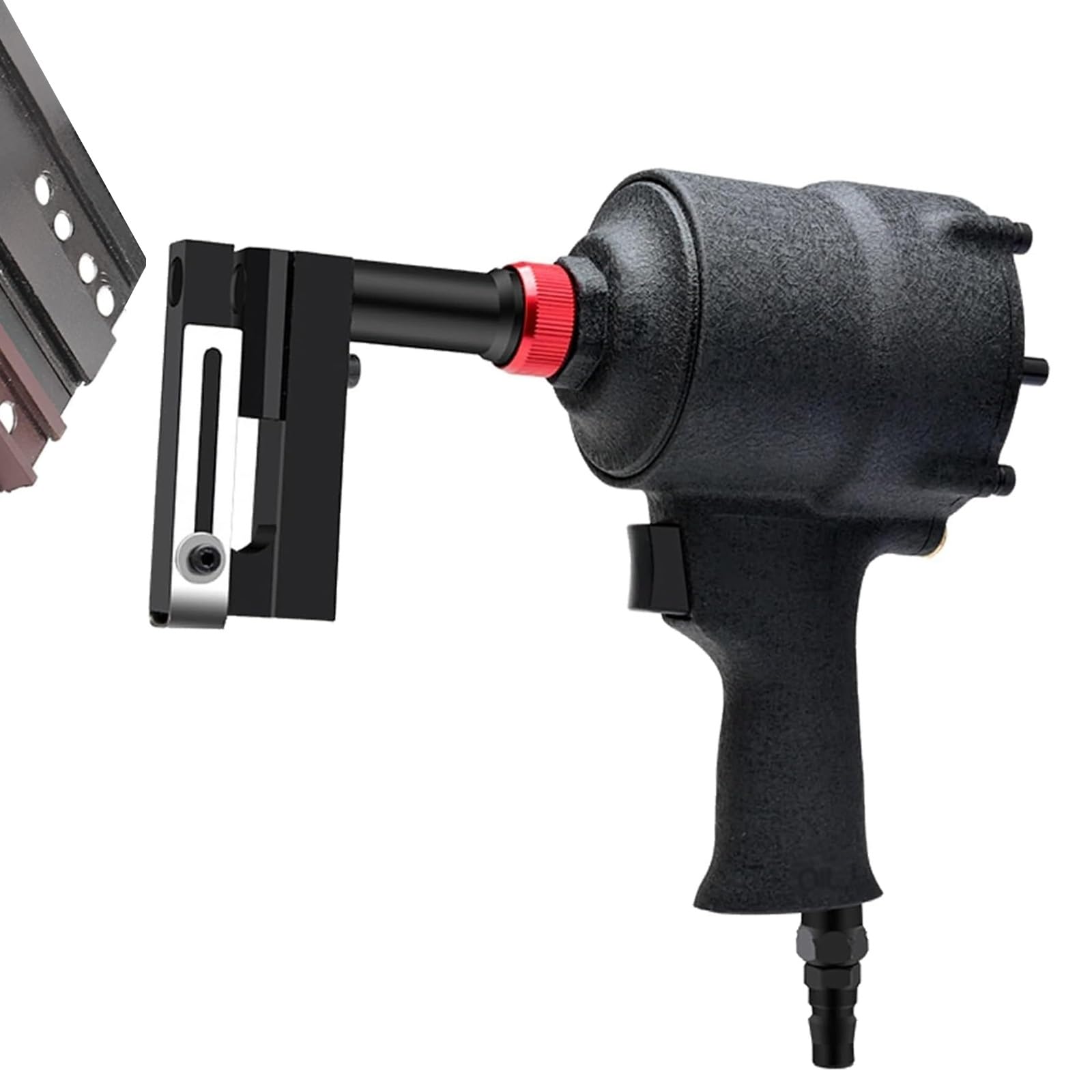 DOJOEUU Industrial Air Hole Puncher, 3.2-8MM Metal Hole Punch Tool with Exhaust Muffler, Clamp Head 360° Rotation, Pneumatic Hole Puncher, Punching Gun for Aluminum, Iron, and Steel Plates(3.2mm)