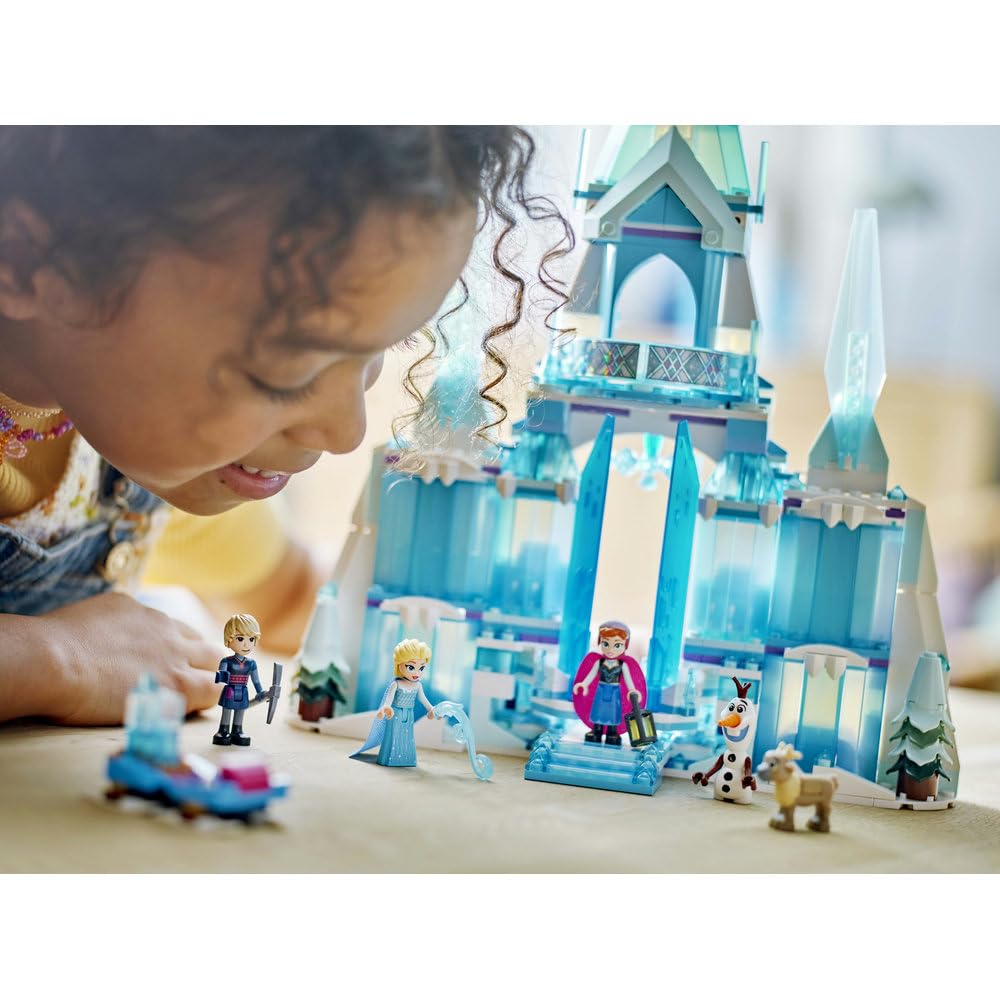 LEGO ǀ Disney Princess Kraina Lodu Lodowy pałac Elzy 43244 | Frozen, zamek i 5 postaci, zabawka dla 6-latki, prezent dla dziewczynki i chłopca, zestaw klocków dla dzieci, 630 elementów