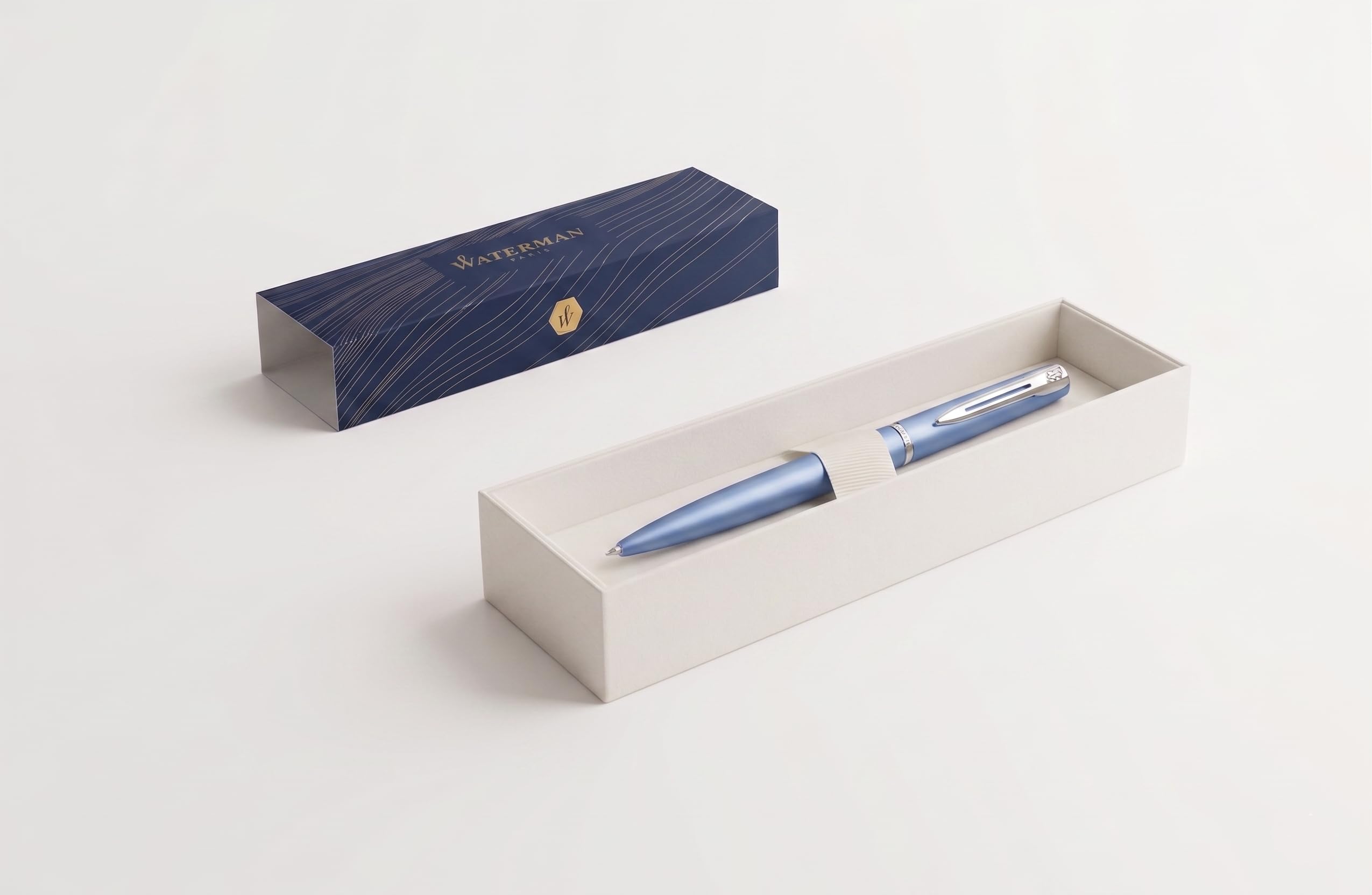 regalo grabado Bolígrafo Waterman Azul Personalizado Tinta Azul Láser | Bolígrafo Waterman Azul, Grabado láser de texto en el clip, Cuerpo de metal, Mecanismo de botón, Estuche Waterman incluido