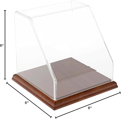 Miniatura 2 de Plymor Vitrina frontal inclinada de acrílico transparente con base de madera dura, 6 "x 6" x 6"