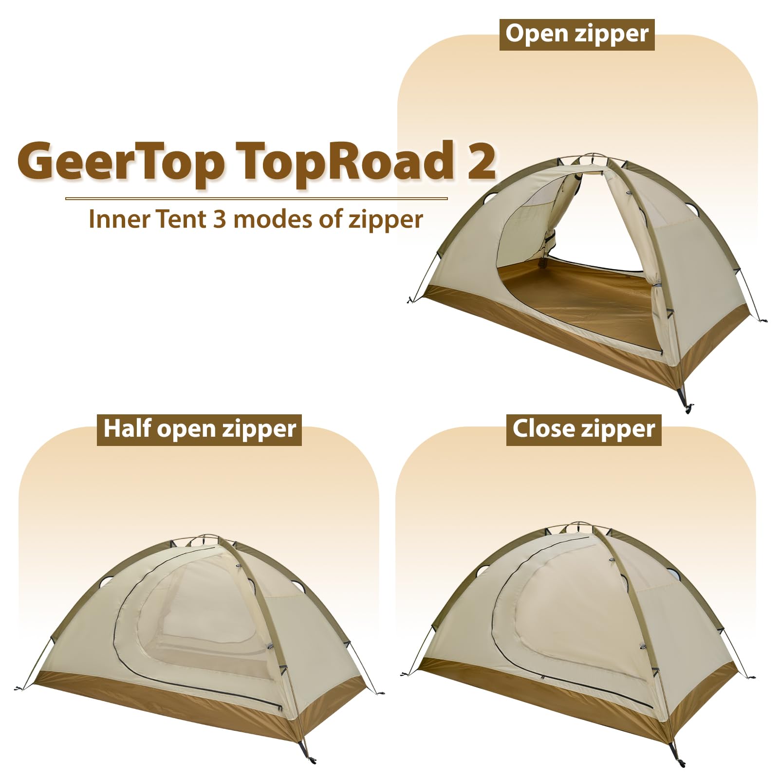 GEERTOP Tienda de campaña para 2 Personas, con Varillas de Aluminio, Resistente al Agua, para Dos Personas, 4 Estaciones, Ideal para Camping, Senderismo, Viajes y Escalada