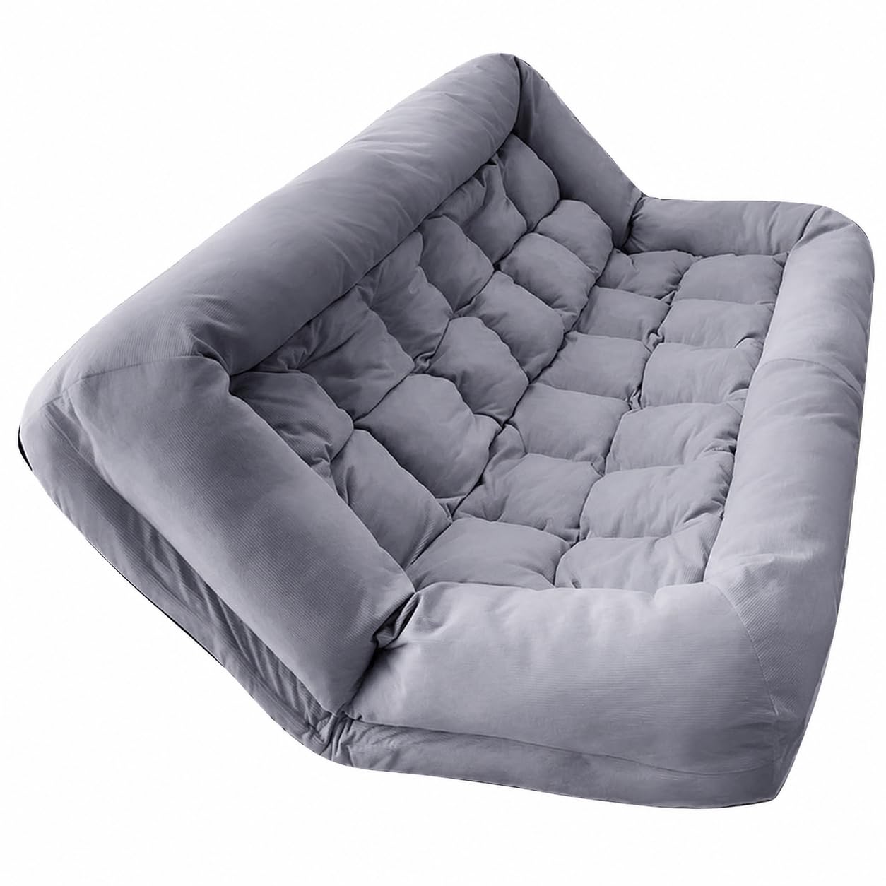 Bodensofa Schlafsofa, Textil Couch mit Schlaffunktion 180x130cm, 5-Fach verstellbar, inklusive 2 großer Kissen, Grau