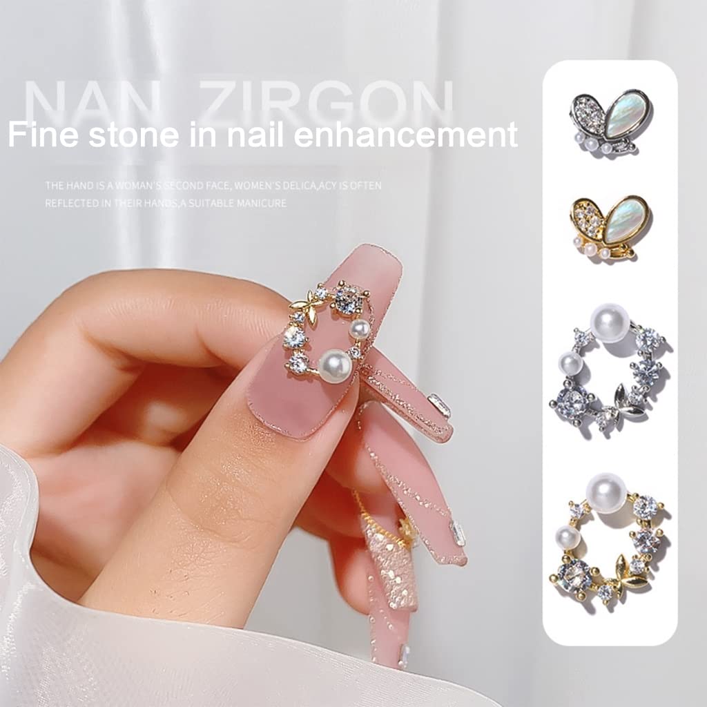 Silberne Nagelkunst-Anhänger – 120 Stück, 6 Formen, Zirkonia, Für Acryl- & Gelnägel