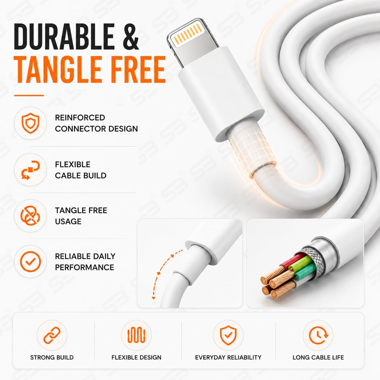 SB USB C to Lightning Cable 1M, 20W PD Fast Charger Cable & 480Mbps Data Sync Cord for iPhone 14/14 Pro Max/13/13 Pro/12/12 Pro Max/11/11 Pro/XS Max/XR/X/8 Plus/iPad/AirPods — Amazon image 8