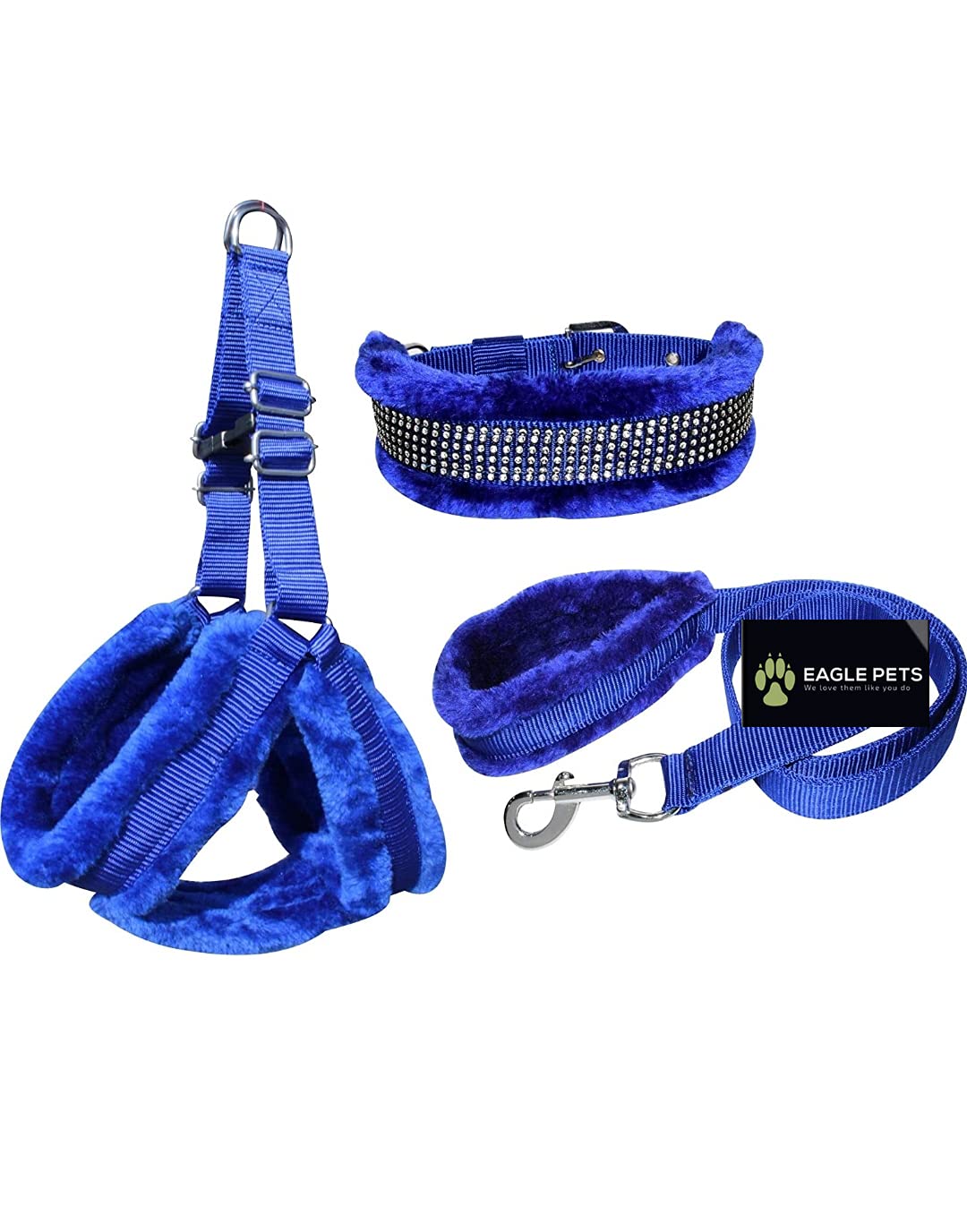 Eagle Pets Nylon Fur Dog Harness , Dog Collar & Leash . Adjustable (Medium, Blue) (B08DDCWRFG) Amazon Price History, Amazon Price Tracker