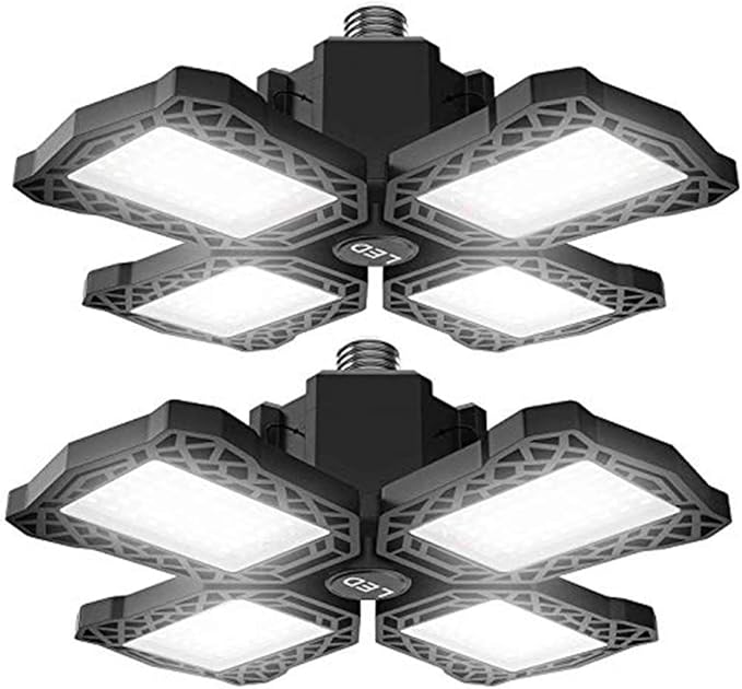 LED Garage Lights, 2 Pack Deformable LED Garage Ceiling Lights 12000