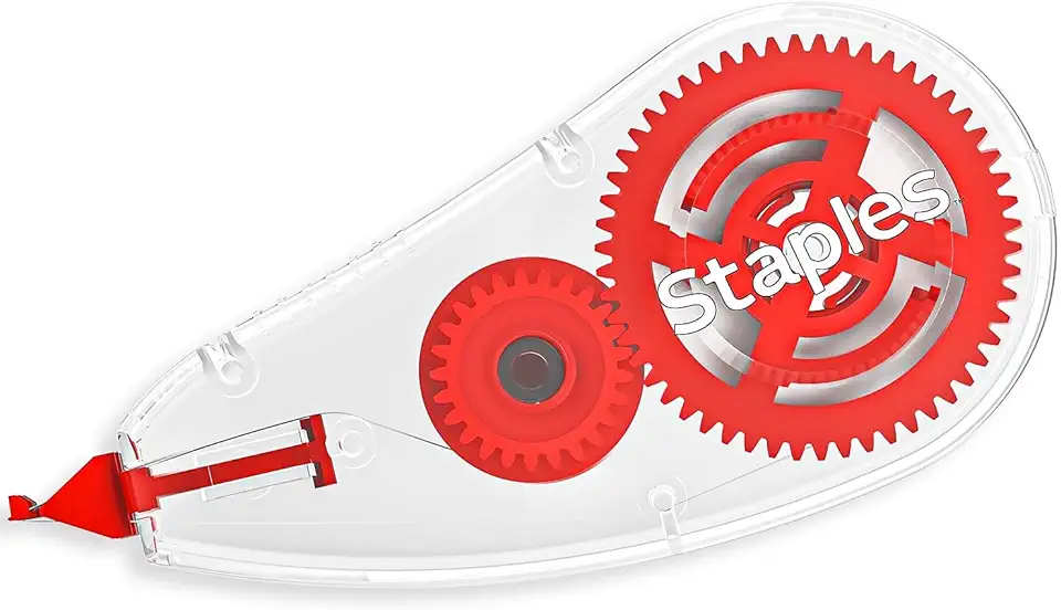 STAPLES Correction Tape, Easy Topwinder Applicator for Instant Corrections, 10-Pack, White