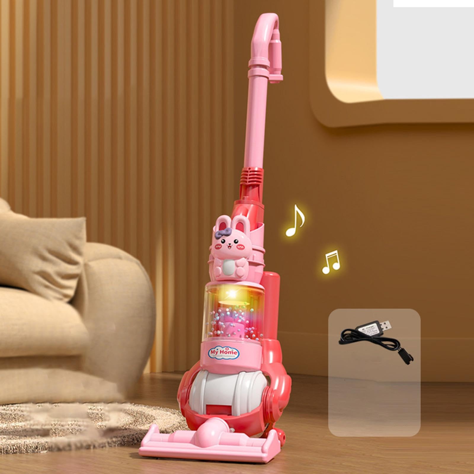 Sharplace Aspirapolvere Giocattolo per Bambini, Gioco di Ruolo per La Casa, con Luci Ed Effetti, Ideale Come Regalo di Compleanno per Bambini, Coniglio