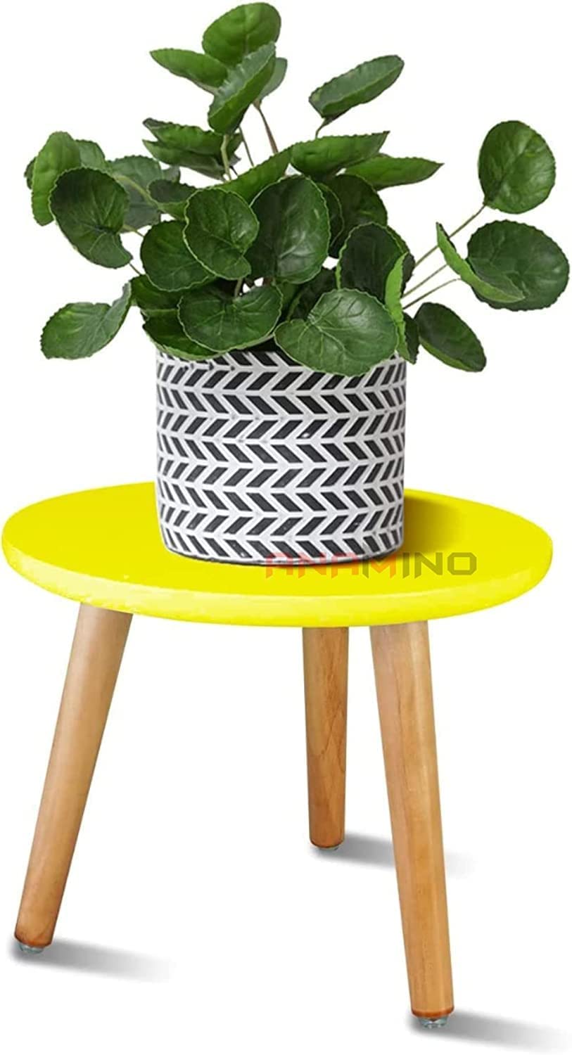 Evergreen Shoppee Indoor Plant Stand Mid Century Plant Stand for Indoor Plants, Modern Plant Holder for Flower Pots, End Table Small Modern Furniture for Living Room-Yellow
