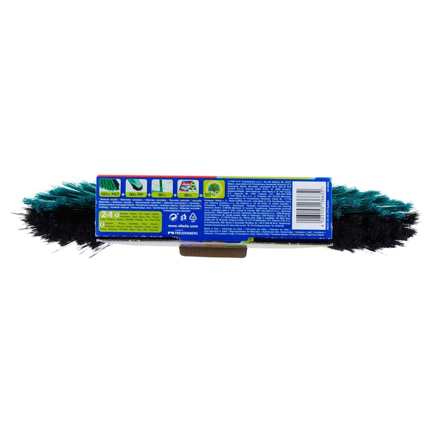 Vileda 129274 Escoba 2-en-1 Naturals con la manija para Interior, en reciclado, ideal para cada tipo sucio y Suelo