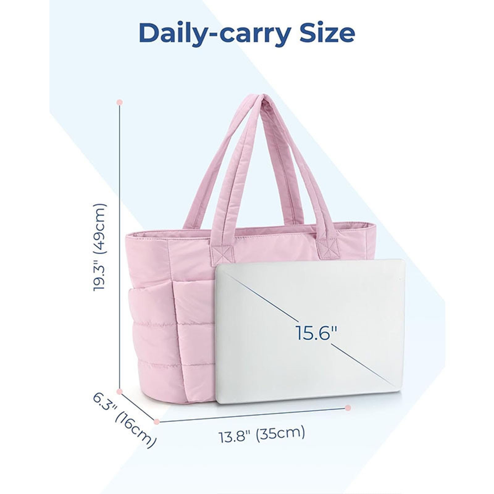 Genérico Bolso de mano para mujer, bolso de mano acolchado ligero con compartimentos, bolso de hombro acolchado para viajes, trabajo