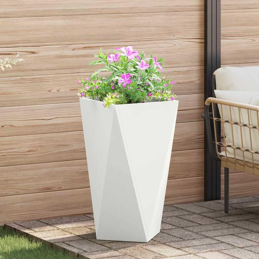 Fioriera da Esterno in Acciaio 40x40x75 cm Vaso Giardino Bianco | Contenitore per piante e arbusti decorativi, ideale per arredare il terrazzo, i sentieri del giardino o il patio.