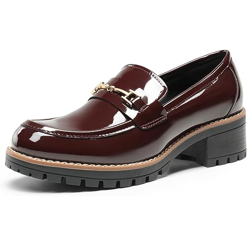 DREAM PAIRS Women's Chunky Loafers, Platform Comfortable Slip-On Dressy Business Casual Shoes