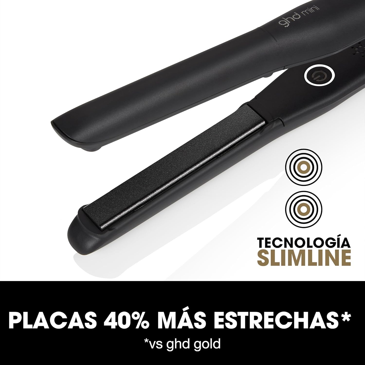 ghd mini styler Plancha de pelo profesional placas 12,7mm cerámicas negro