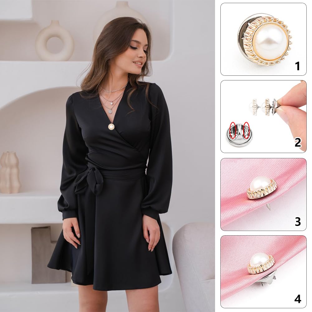 Broche de Sécurité avec Boutons Invisibles - 40 Pièces pour Chemise