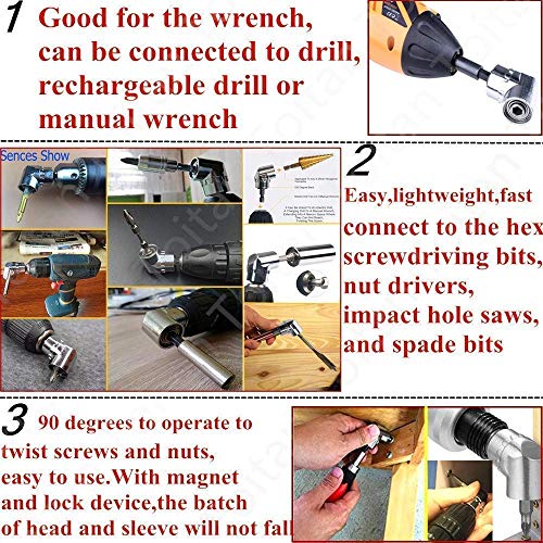 3/8 Driver For Drill,Power Nut Driver Set,1/2 Impact Sockets,Hex Impact Bits,1/2 Driver Socket Set,Right Angle Screwdriver Set Drill Socket+1/4