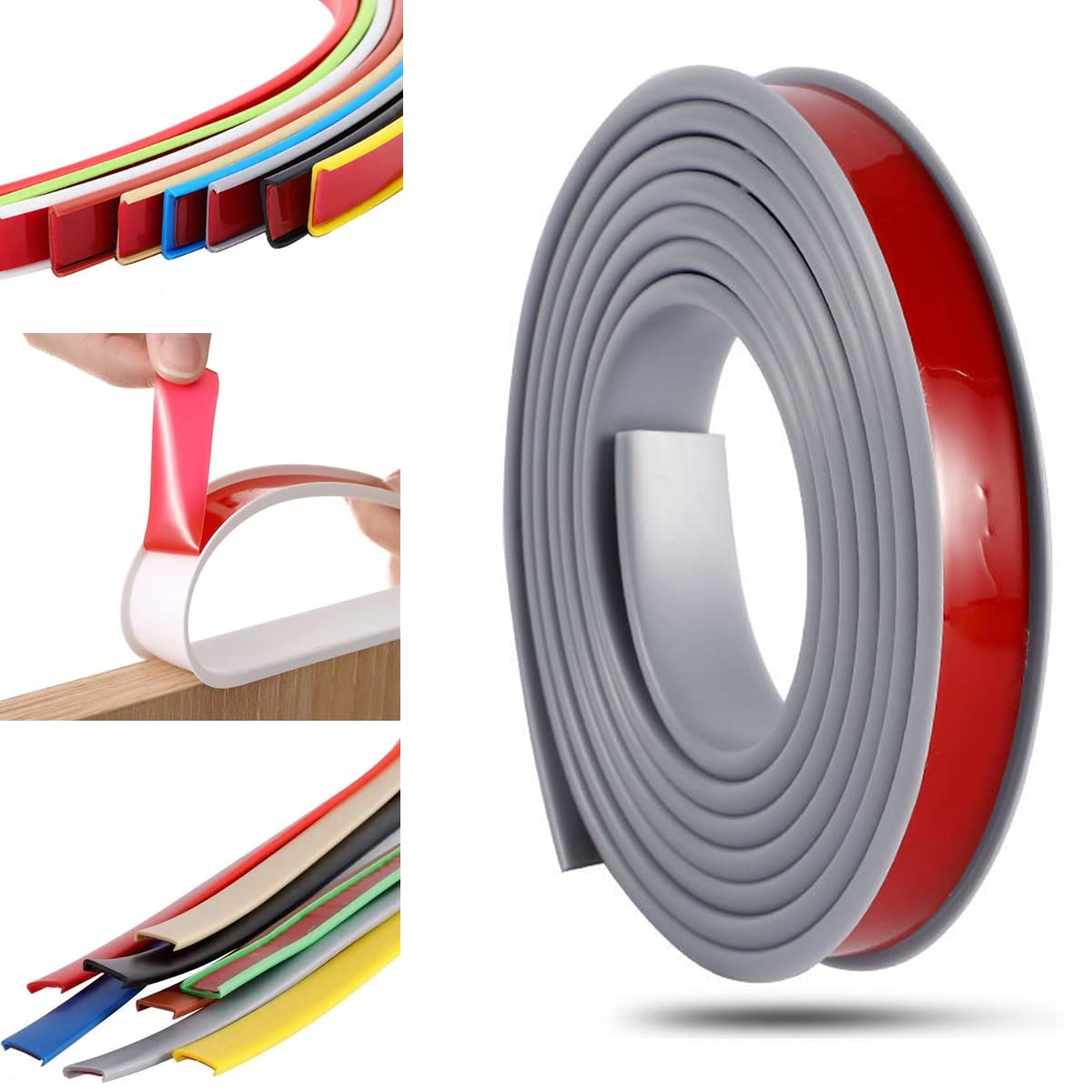 Furniture Banding U-Shaped TPE Edge Guard Strips, Wooden Board Edging Strips for Cabinet Wardrobe Table Worktop, Edging Tape, Edge Banding (30mm*2m,Gray)