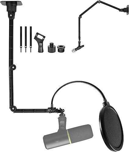 Soporte para micrófono de techopared compatible con micrófonos Shure SM58 MV7X SM7DB MV6 PGA48 MV7+ SM57 SM4