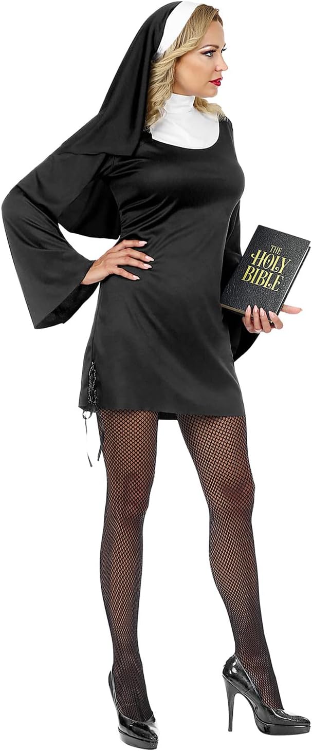 WIDMANN 07543 Women's Costume Nun, Black, L