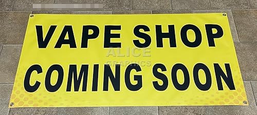 Miniatura 2 de Cartel de vinilo VAPE SHOP COMING SOON de 22 x 44 pulgadas (diseño #4), cambio de texto existente disponible (opcional)