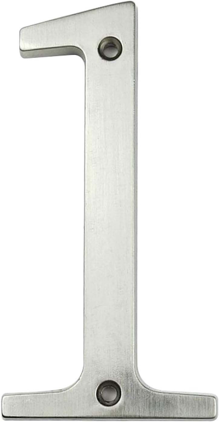 HASWARE House Number Plate 4 Inch (10cm) Modern Door Numbers Sign Plaque Zinc Alloy House Address Numbers (1, Silver)