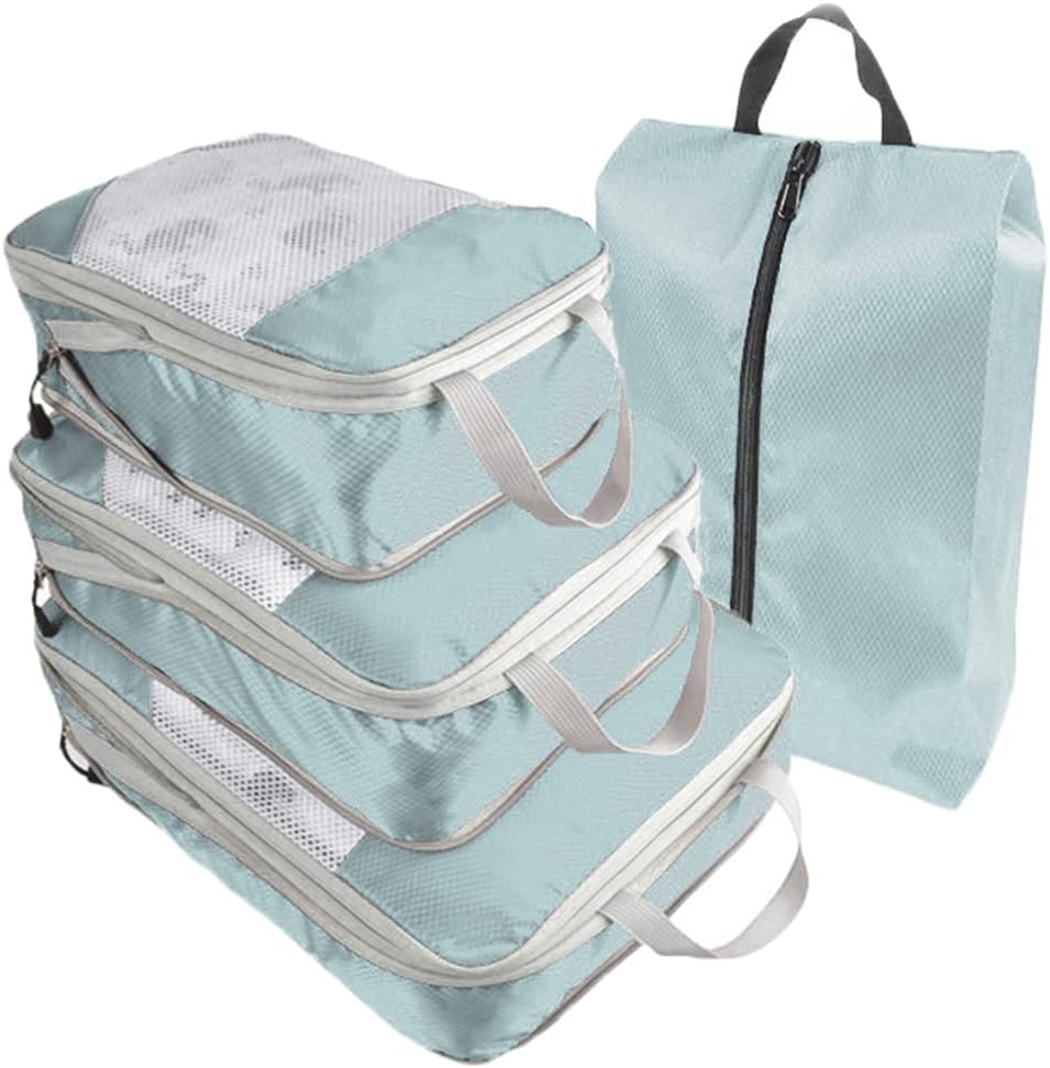 4 PCS Compression Packing Cubes for Suitcase Travel Luggage Organizer Bags Set Packing Organizers Compression Suitcase Bag Travel Essential Bag